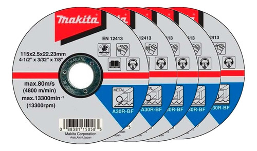 Pack 5 Discos Corte Recto Metal 4-1/2'' 2,5 Mm - Makita