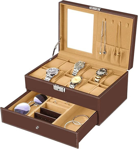 Oyydecor Caja De Reloj Con 12 Ranuras, Organizador De Joyas.