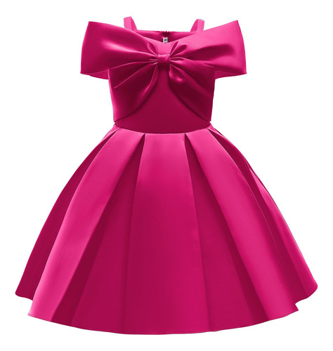 Vestido En D Para Niñas Pequeñas, Temperamento De Color Sóli