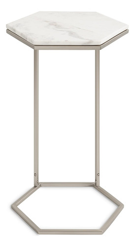 Mesa Auxiliar Moderna De Mármol Hexagonal, 16x14x28, Platead