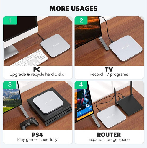 Hub Agptek Usb-c P/ Disco Rígido E Suporte Mac Mini M1 18/20