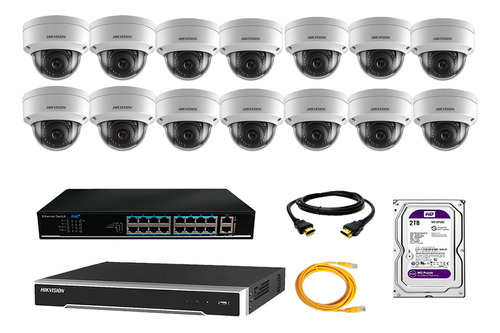 Camara Seguridad Ip Interior Kit 14 Hikvision Disco 2tb Wdpu