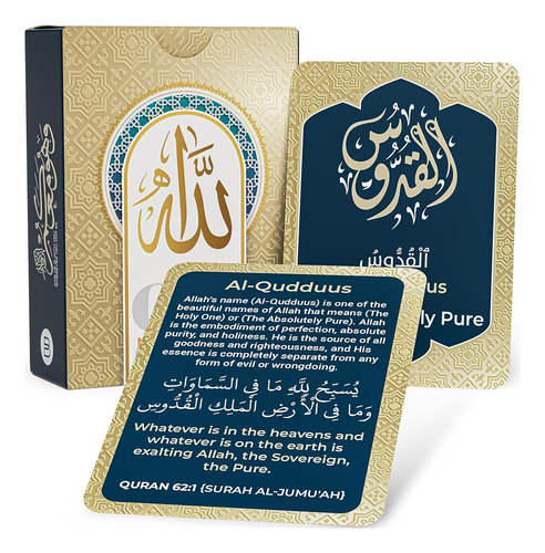 99 Tarjetas Didácticas De Allah Con Versos Coránicos En Dos