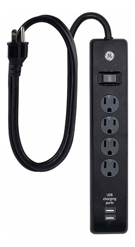 Ge 4-outlet Surge Protector, 2 Usb Ports, 3 Ft Power Cord, 4