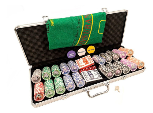 Imagem 1 de 5 de Maleta De Poker 500 Ficha Luxo Com Numeradas Kit Completo