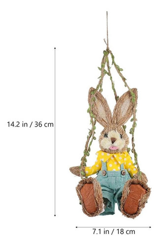 Para Conejo De Paja Animal Crafts Swing Bunny Figurilla