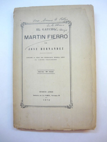 El Gaucho Martín Fierro, José Hernández, Ed. La Pampa