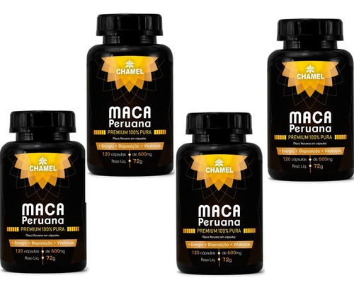 4 Potes De Maca Peruana 120 Cápsulas + Brinde