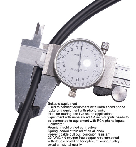 Cable De Sonido Estéreo Ts A Dual Rca De 1/4 De Pulgada Con