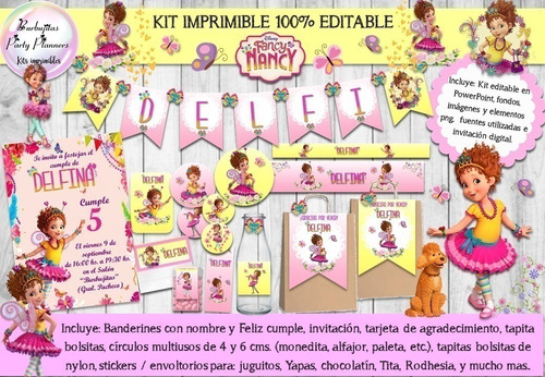 Kit Imprimible Candy Bar Fancy Nancy Clancy 100% Editable