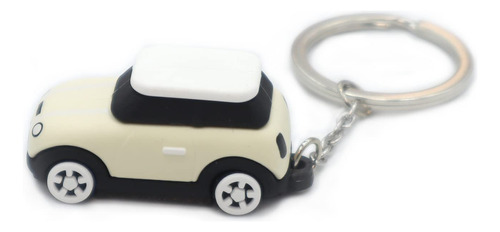 Llavero Auto Forma De Mini Cooper 3d De Silicona - Blanco