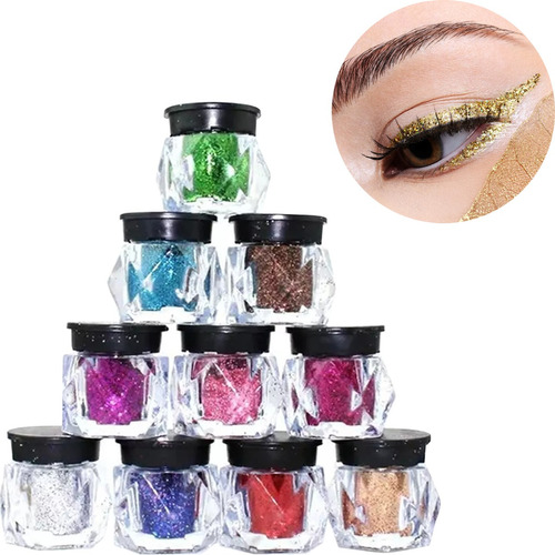 Glitter Brillos Purpurina Diam Para Ojos Uñas Cuerpo 12 Pzas