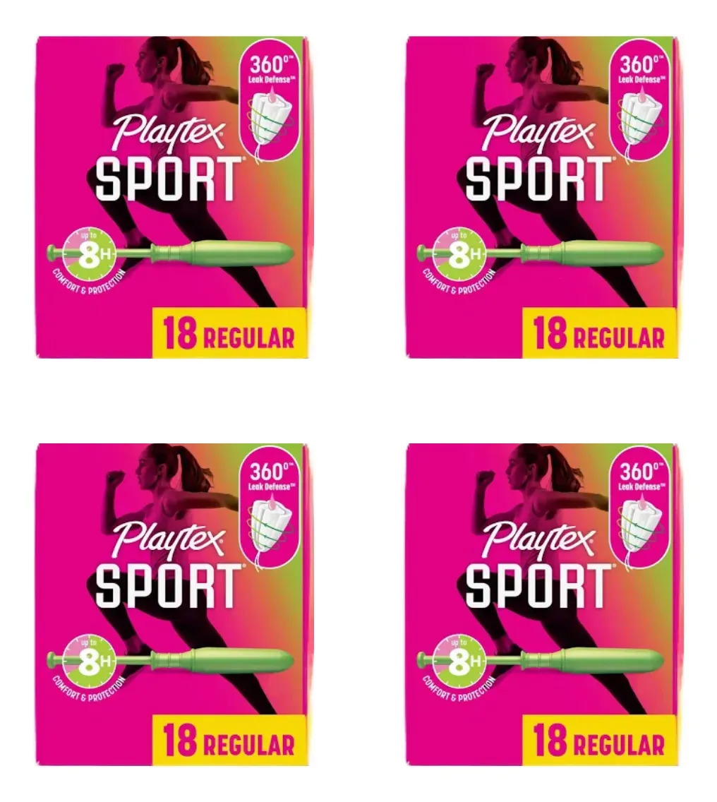Tampones Playtex Deporte Regular 72pz Sin Aroma 4 Cajas