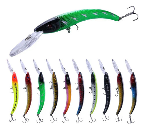 Combo X 4 Unid. Señuelos Minnow Paleta Larga 15,5cm 16,3grs. 10 Colores