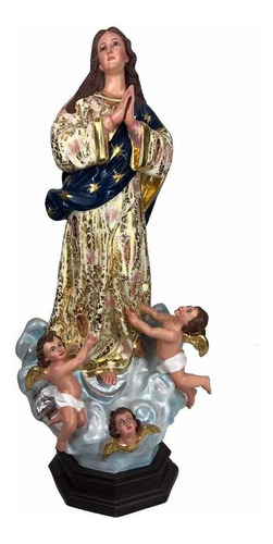 Asunción De María 112cm Estofada , Hoja De Oro Y Óleo