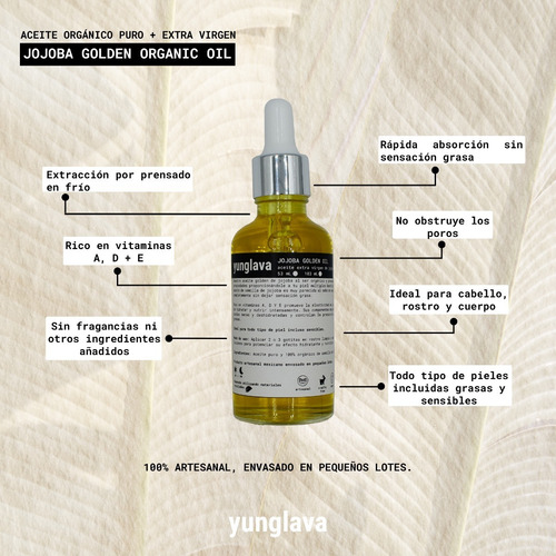 Imagen 3 de 4 de Jojoba Golden Aceite De Jojoba Orgánico Prensado Frío 53 Ml
