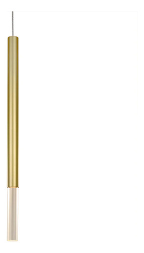 Pendente Tubo 40xø2,5cm Alumínio E Acrílico Dourado Pd1814