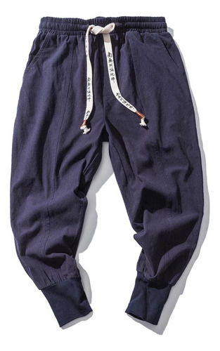 Pantalones Bombachos De Lino Algodón Para Hombre, Elástico