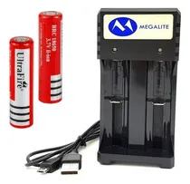 Comprar Kit: 2 Pilas 18650 3.7v Con Teton & Cargador Baterias 2 Slot