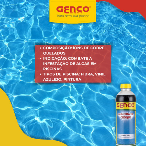 Kit 3 Algicida Choque Genco Tratamento Piscina Elimina Algas