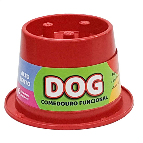 Comedouro Funcional Lento Antiformiga Clássica 250ml De Cães Cor Vermelho