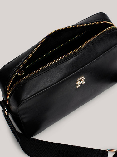 Bolso Bandolera Negra Con Monotipo De Mujer Tommy Hilfiger