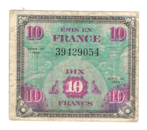 Billete Francia 10 Francos (1944) 2a. Guerra Mundial