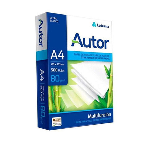 Resma Autor A4 Caja X 5 Papel 80 Gr 500 Hojas Laser