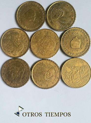 Lote De 8 Monedas De 10 Centavos De Euro