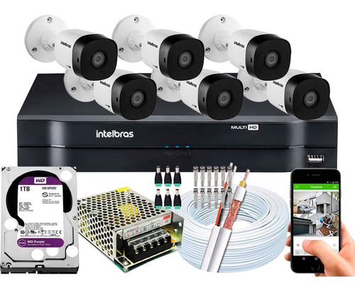 Kit Multi Hd 6 Cameras 1120b G5 720p 1mp Dvr 1108 1tb Purple