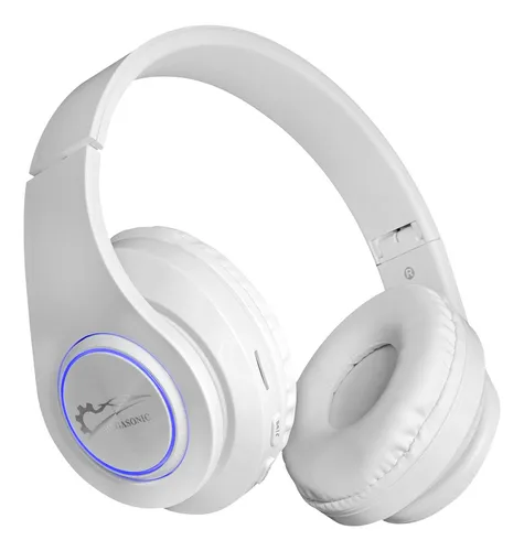 comprar Fone De Ouvido Over-ear Sem Fio Megasonic B39 Branco Com Luz Led
