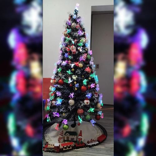Árbol De Navidad Led De Fibra Óptica 1.50 Metros De Nieve Co