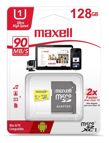 Memoria Micro Sd 128gb Maxell Clase 10 Celular Tablet Camara