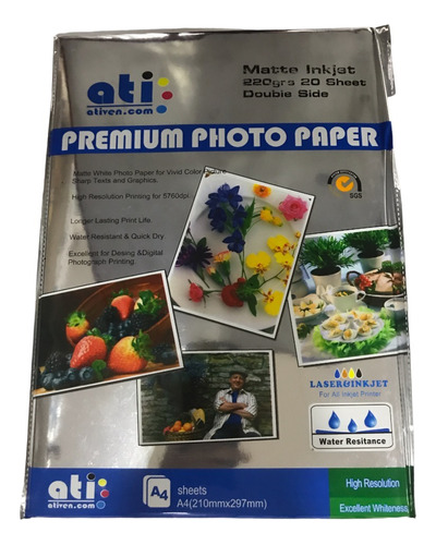 Papel Fotográfico Matte Doble Cara Ati 220gr A4 20 Hojas Sgi