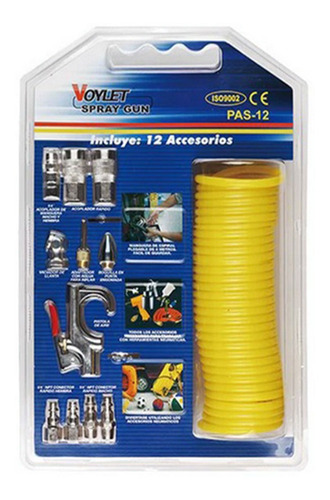 Set De Manguera De Aire Y Accesorios Voylet 12 Pzas Pas-12