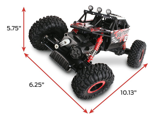 Nkok Mean Machines 1:16 2.4ghz Rc Rock Crawler Venom (rojo),