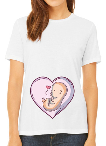 Polera Embarazada Bebé Guagua Corazón Niño Niña Azul Rosado
