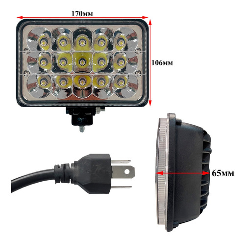 Neblinero 15 Led Auto Camión 12-60v Rectangular Blanco H4