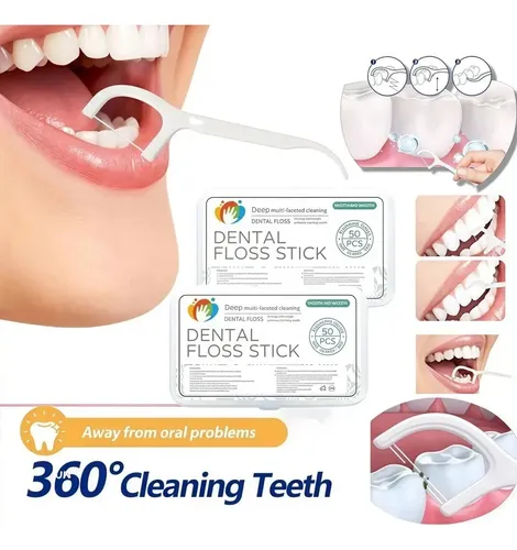 300un Fio Dental Individual Descartavel Com Haste Floss Pick Sem Sabor