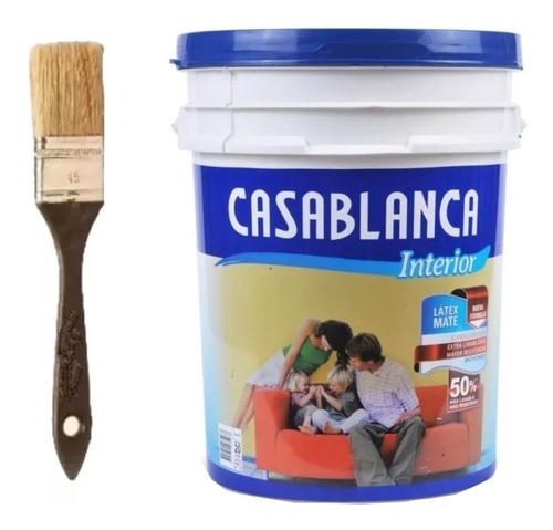 Pintura Latex Interior Mate Casablanca Blanco 20 Lt + Pincel