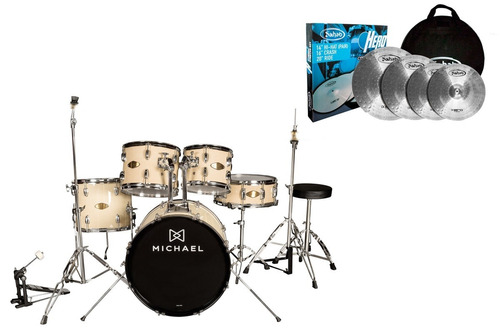 Bateria Michael Dm827n Natural + Kit Sahab Hero Frete Gratis