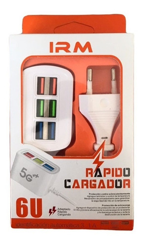 Cargador Rapido Corriente 6 Puertos Celular Tablet Camara