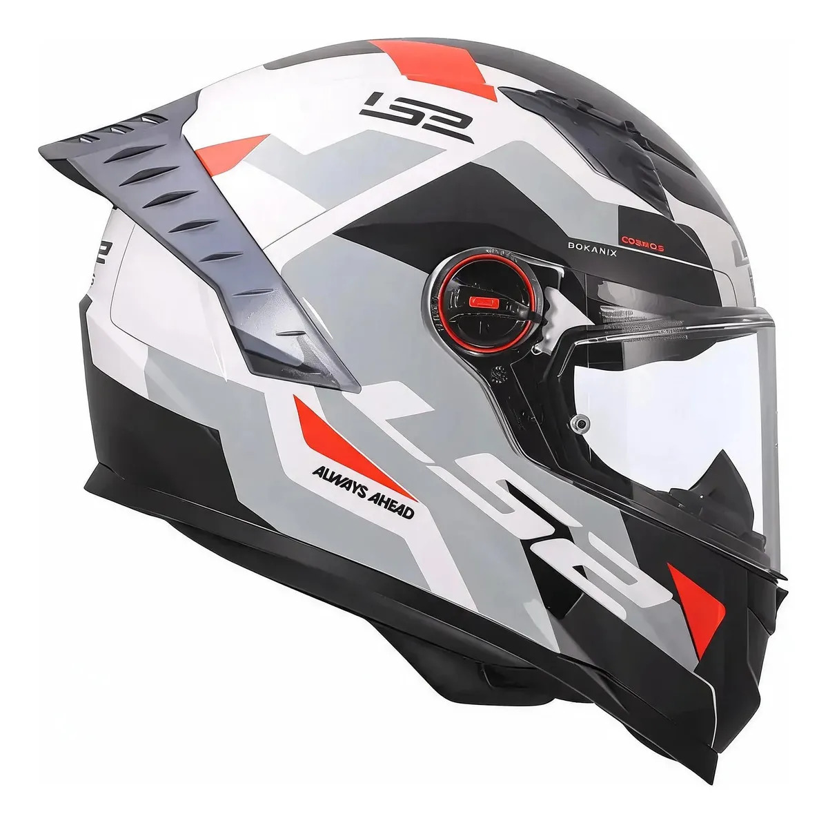 Casco Moto Ls2 Ff816 Cosmos Gris Blanco Rojo Gem Motos Gris Brillante Xl