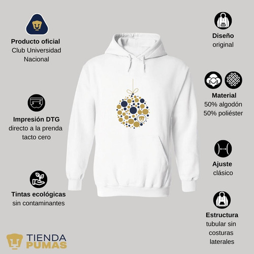 Sudadera Pumas Unam Deportiva Hombre Esfera Navidad