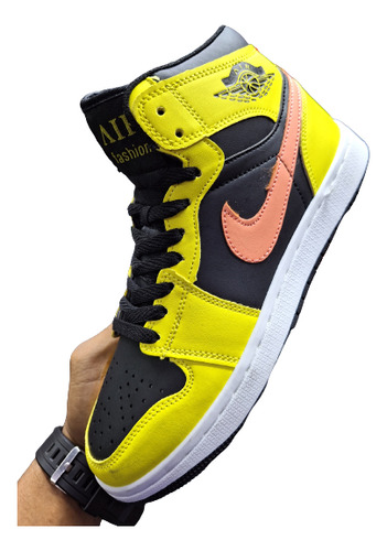 Zapatos Nike Air Retro 1 Jordan Amarillo Verde Negro Dama Ca