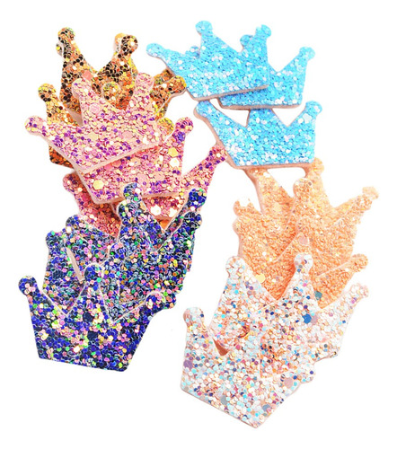 20x Glitter Crown Fieltro Apliques Decoraciones Artesanales
