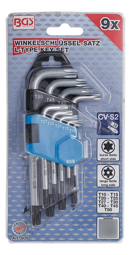 Juego Llaves Torx De Seguridad T10 - T50 9 Pzas Bgs 809