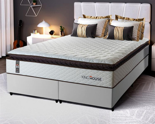 Conjunto Cama Box Espuma San Diego Branco King 193x203x67