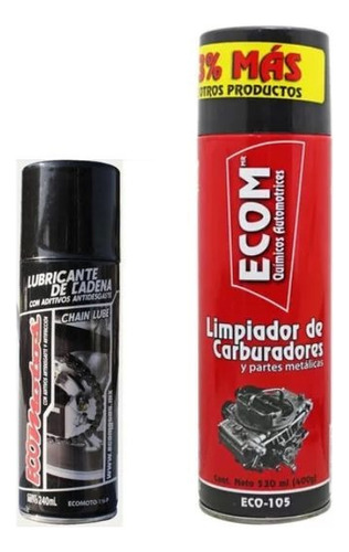 Set Ecomotos Cadena Lubricante Y Limpia Carburador Moto Univ