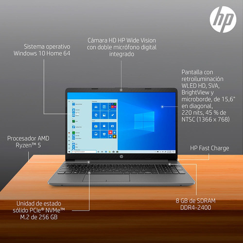 Imagen 8 de 10 de Notebook Hp 15-gw0015la Amd Ryzen 5 8gb 256gb Ssd 15.6